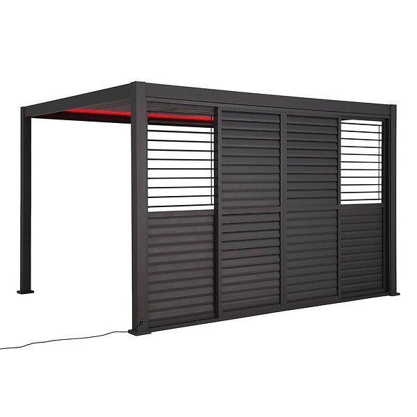 HESPERIDE - Persienne coulissante pour pergola bioclimatique "Evora" - 1/3 côté - 2,7 x 2,3m Graphite - large