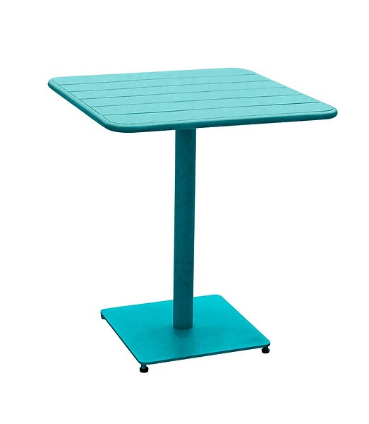 HESPERIDE - Table de jardin carrée "Phuket" bleu canard 2 places en acier traité époxy - large