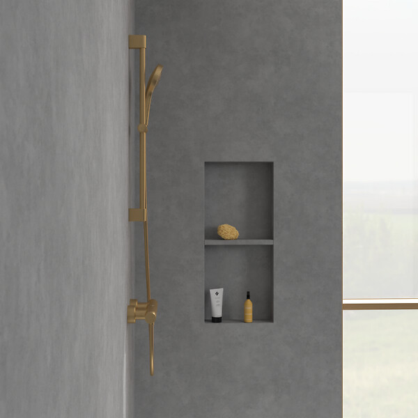 VILLEROY ET BOCH - Mitigeur douche thermostatique  Universal rond Or brossé - large