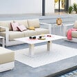 HESPERIDE - Table de jardin relevable rectangulaire "Salimia" avoine 150 x 80 x 69cm en aluminium - vignette