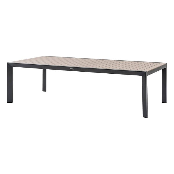 HESPERIDE - Table de jardin "Évasion" effet bois honey & graphite 12 places lates en aluminium - large