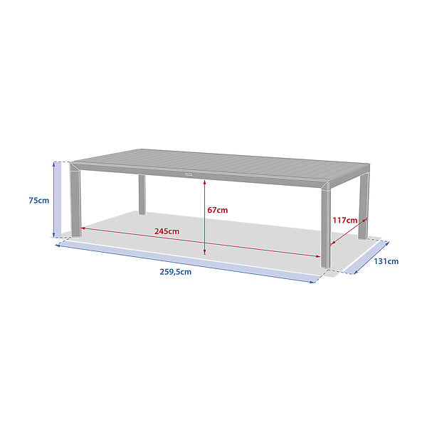 HESPERIDE - Table de jardin "Évasion" effet bois honey & graphite 12 places lates en aluminium - large