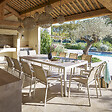 HESPERIDE - Table de jardin "Évasion" effet bois lin & argile 12 places lates en aluminium - vignette