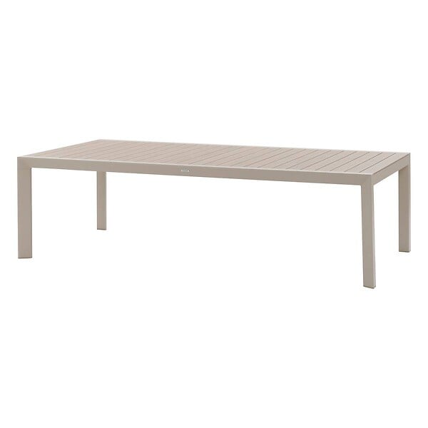 HESPERIDE - Table de jardin "Évasion" effet bois lin & argile 12 places lates en aluminium - large