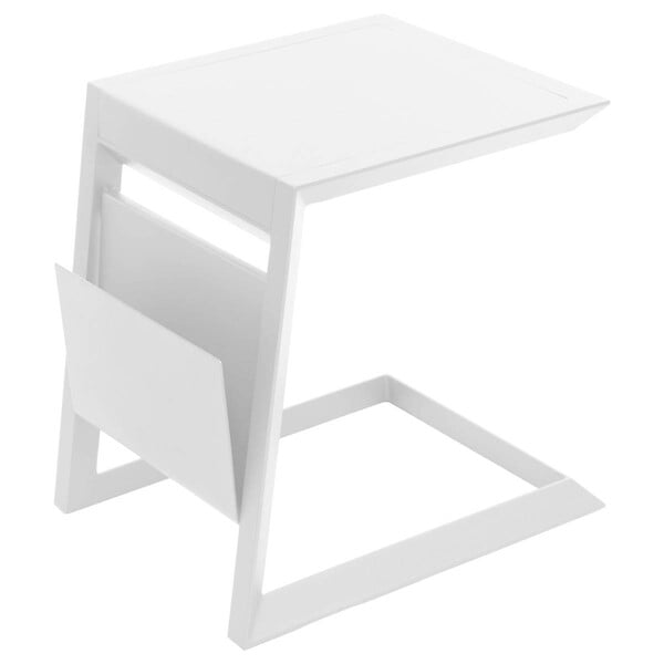 HESPERIDE - Table d'appoint de jardin carrée "Allure" blanc 55x45x55cm en aluminium traité époxy - large