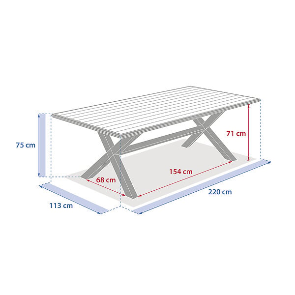 HESPERIDE - Table de jardin "Axiome" honey & graphite 8 places en aluminium - large