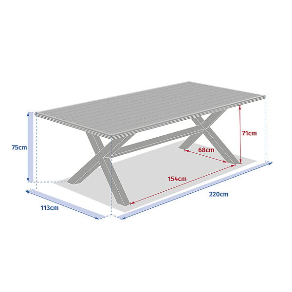 HESPERIDE - Table de jardin "Axiome" eucalyptus & graphite 8 places - large