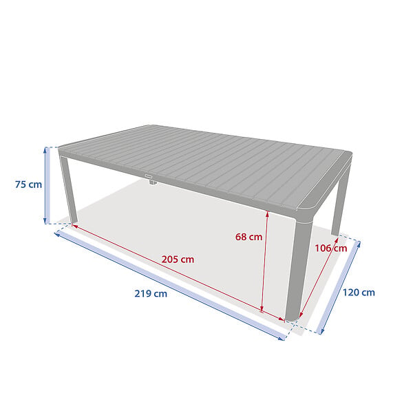 HESPERIDE - Table de jardin rectangulaire "Paradize" noyer & graphite 10 places en aluminium - large