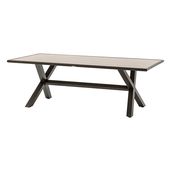 HESPERIDE - Table de jardin "Axiome" praline & marron 8 places en aluminium - large