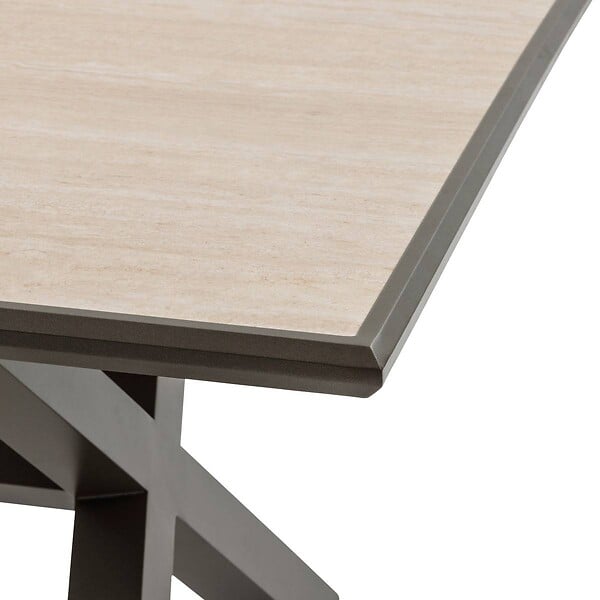 HESPERIDE - Table de jardin "Axiome" praline & marron 8 places en aluminium - large