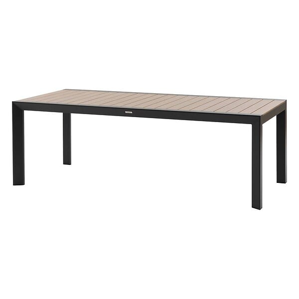HESPERIDE - Table de jardin "Évasion" effet bois honey & graphite 8 places lates en aluminium - large
