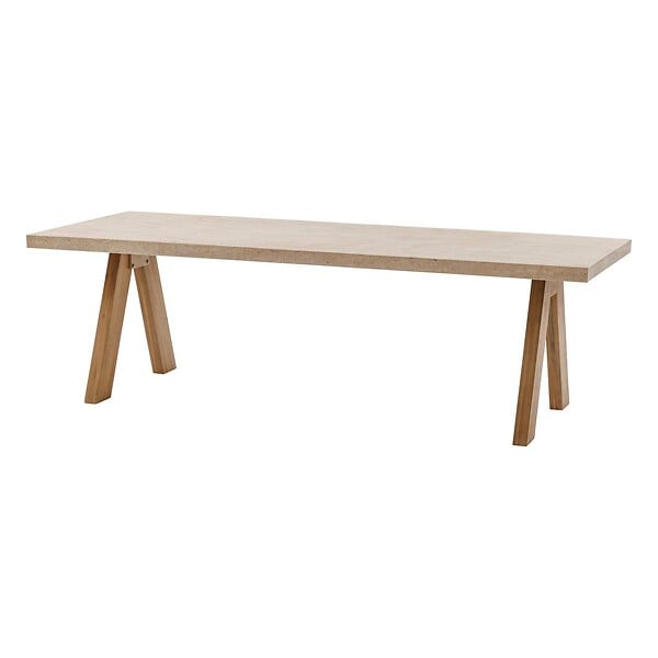 HESPERIDE - Table de jardin rectangulaire "Venizia" effet travertin 8 places en acacia - large