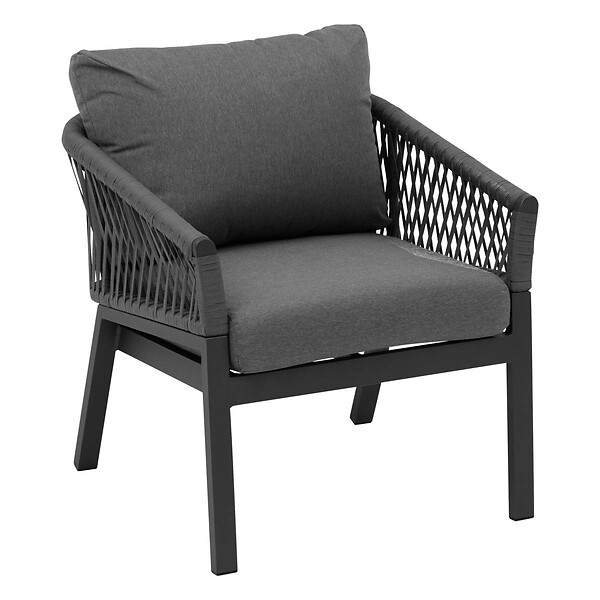 HESPERIDE - Fauteuil de salon de jardin "Oriengo" anthracite & graphite en aluminium traité époxy - large