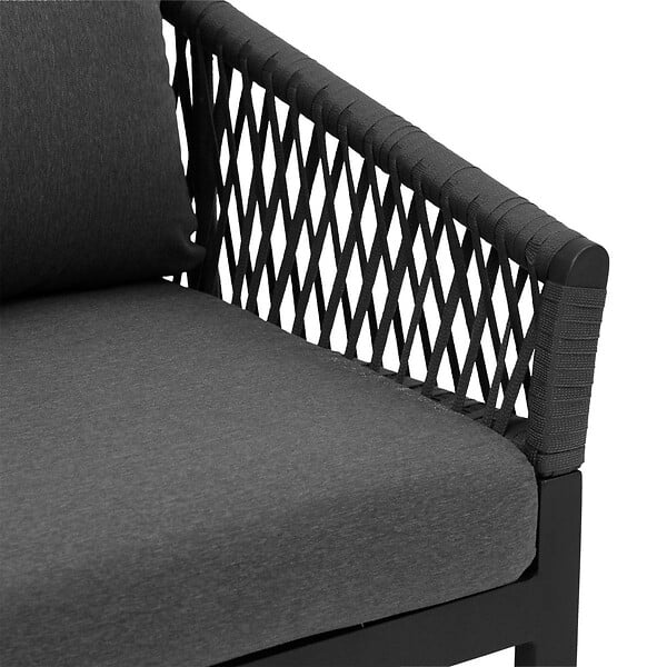HESPERIDE - Fauteuil de salon de jardin "Oriengo" anthracite & graphite en aluminium traité époxy - large