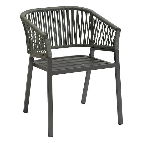HESPERIDE - Lot de 2 fauteuils de jardin "Oriengo" olive & graphite en aluminium et mailles tressées - large