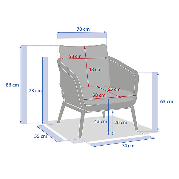 HESPERIDE - Fauteuil de salon de jardin "Orissa" taupe polyester et acier - large