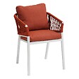 HESPERIDE - Lot de 2 fauteuils de jardin "Oriengo" brique & blanc en aluminium et mailles tressées - vignette