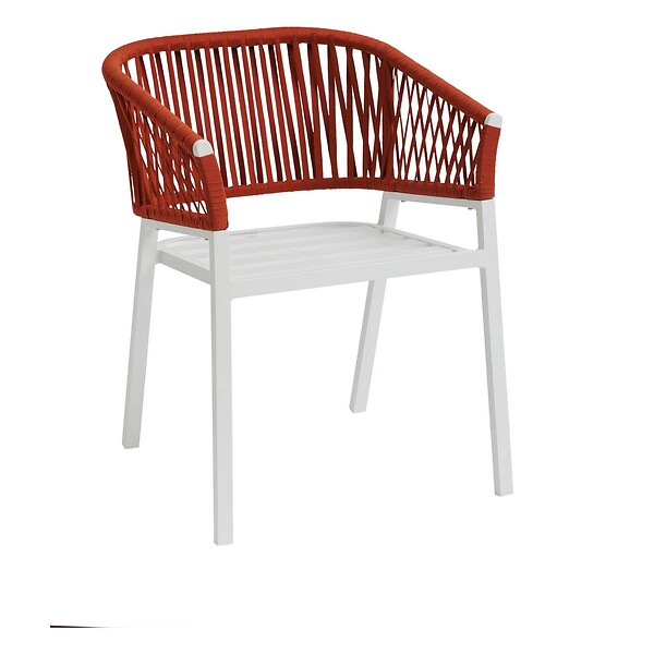 HESPERIDE - Lot de 2 fauteuils de jardin "Oriengo" brique & blanc en aluminium et mailles tressées - large