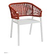 HESPERIDE - Lot de 2 fauteuils de jardin "Oriengo" brique & blanc en aluminium et mailles tressées - vignette
