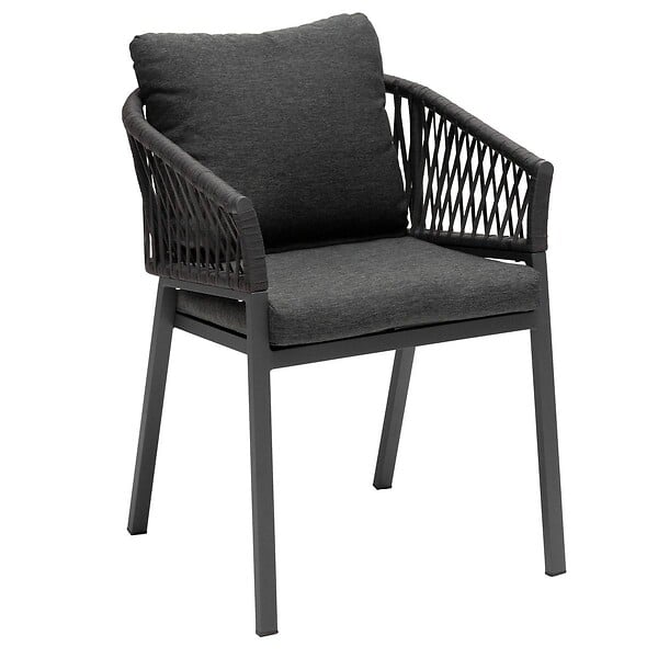 HESPERIDE - Lot de 2 fauteuils de jardin "Oriengo" anthracite & graphite en aluminium et mailles tressées - large
