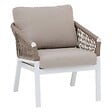 HESPERIDE - Fauteuil de salon de jardin "Oriengo" taupe & blanc en aluminium traité époxy - vignette