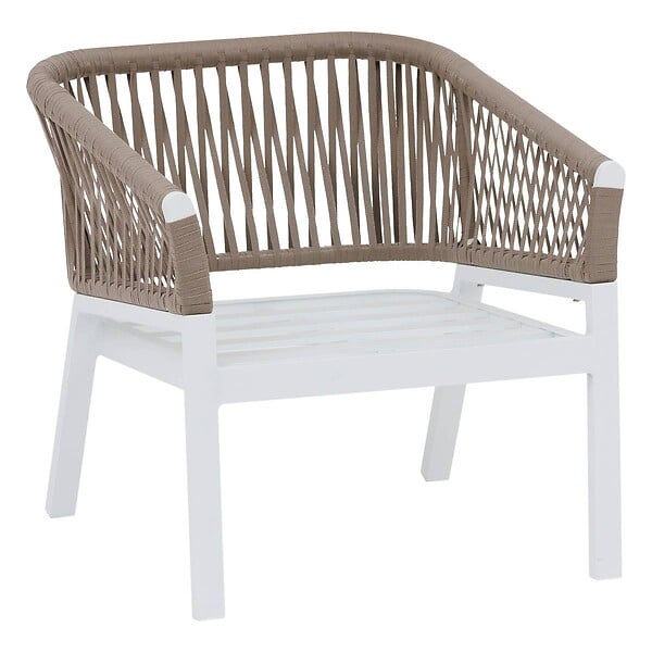 HESPERIDE - Fauteuil de salon de jardin "Oriengo" taupe & blanc en aluminium traité époxy - large