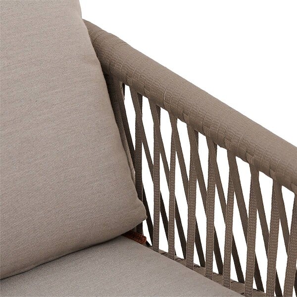 HESPERIDE - Fauteuil de salon de jardin "Oriengo" taupe & blanc en aluminium traité époxy - large