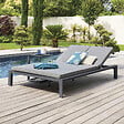 HESPERIDE - Lit de piscine double "Evasion" anthracite & graphite 2 places en aluminium traité époxy - vignette