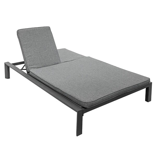HESPERIDE - Lit de piscine double "Evasion" anthracite & graphite 2 places en aluminium traité époxy - large