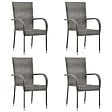 VIDAXL - vidaXL Chaises empilables d'extérieur lot de 4 Gris Résine tressée - vignette