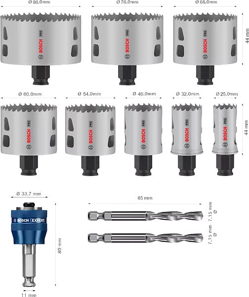 BOSCH - Coffret de 8 scies trépans PRO BIM Multi Material PC Plus - BOSCH - 2608594430 - large
