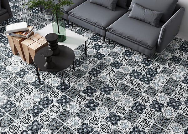 HOMELIKE - Dalle PVC adhésive motif Carreau ciment - large