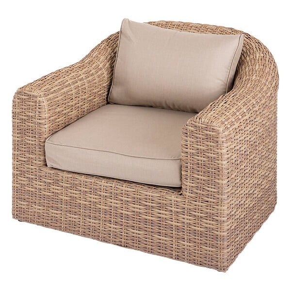 HESPERIDE - Fauteuil de salon de jardin "Mooréa" savana aluminium traité époxy en résine tressée - large