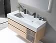 LUXURYBAIN - Meuble de salle de bain double vasque 120cm bois et blanc effet marbre avec miroir LED LB-8512 - vignette
