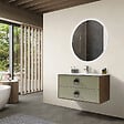 LUXURYBAIN - Meuble de salle de bain simple vasque 100cm bois et vert avec miroir led - vignette