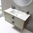 LUXURYBAIN - Meuble de salle de bain simple vasque 100cm bois et vert avec miroir led - vignette
