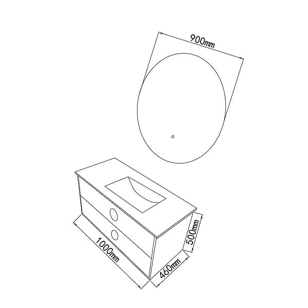 LUXURYBAIN - Meuble de salle de bain simple vasque 100cm bois et vert avec miroir led - large