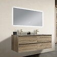 LUXURYBAIN - Meuble salle de bain double vasque 120cm bois et effet marbre marron avec miroir LED LB-8475M-120 - vignette
