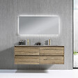 LUXURYBAIN - Meuble salle de bain double vasque 120cm bois et effet marbre marron avec miroir LED LB-8475M-120 - vignette