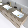LUXURYBAIN - Meuble salle de bain double vasque 120cm bois et effet marbre marron avec miroir LED LB-8475M-120 - vignette