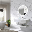 LUXURYBAIN - LuxuryBain - Meuble de salle de bain simple vasque 100cm effet marbre blanc et doré avec miroir led - vignette