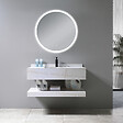 LUXURYBAIN - LuxuryBain - Meuble de salle de bain simple vasque 100cm effet marbre blanc et doré avec miroir led - vignette