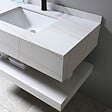 LUXURYBAIN - LuxuryBain - Meuble de salle de bain simple vasque 100cm effet marbre blanc et doré avec miroir led - vignette
