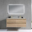 LUXURYBAIN - Meuble salle de bain double vasque 120cm bois naturel et effet marbre blanc avec miroir LED LB-8475C-120 - vignette