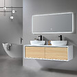 LUXURYBAIN - Meuble salle de bain double vasque 140cm blanc et bois avec miroir LED LB-5072 - vignette