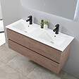 LUXURYBAIN - LuxuryBain - Meuble de salle de bain double vasque 120cm bois foncé avec miroir led - vignette