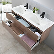 LUXURYBAIN - LuxuryBain - Meuble de salle de bain double vasque 120cm bois foncé avec miroir led - vignette