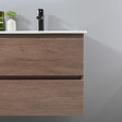 LUXURYBAIN - LuxuryBain - Meuble de salle de bain double vasque 120cm bois foncé avec miroir led - vignette