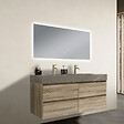 LUXURYBAIN - Meuble salle de bain double vasque 120cm bois et effet marbre marron avec miroir LED LB-8476M-120 - vignette