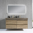 LUXURYBAIN - Meuble salle de bain double vasque 120cm bois et effet marbre marron avec miroir LED LB-8476M-120 - vignette